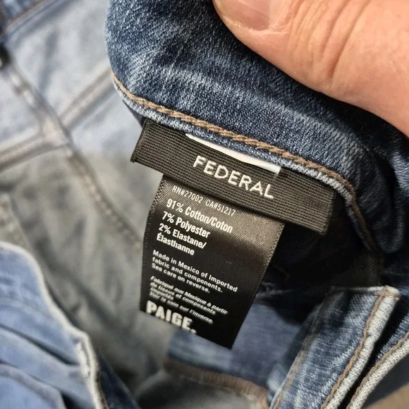 Paige Federal Jeans Mens ACTUAL 38x34 Slim Straight Stretch Comfort Casual New